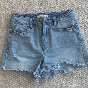 Light Wash Distressed High-Rise Jean Shorts